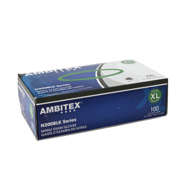 Ambitex N200BLK Series Powder Free Black Nitrile Gloves, Extra Large, 100/Box - Image 5